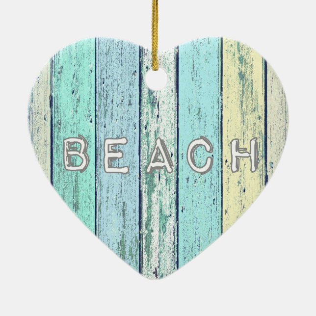 Rustic Beach Driftwood Ceramic Ornament (Back)