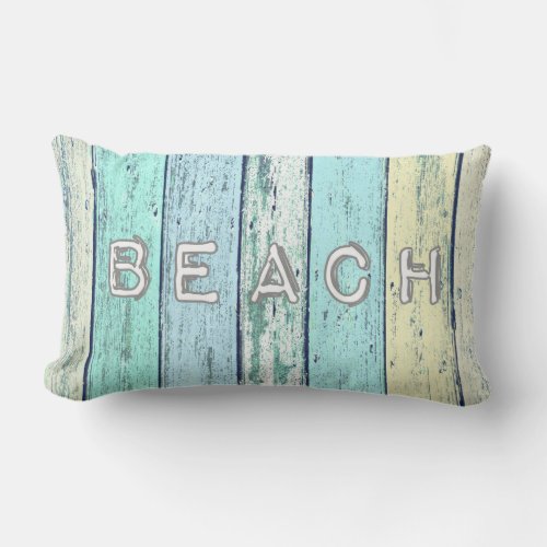 Rustic Beach Driftwood Lumbar Pillow