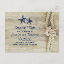 rustic beach driftwood nautical save the date announcement postcard