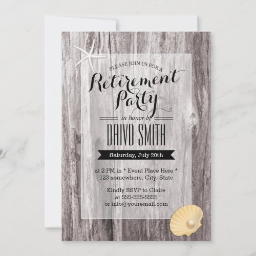 Rustic Beach Driftwood Retirement Party Invitation