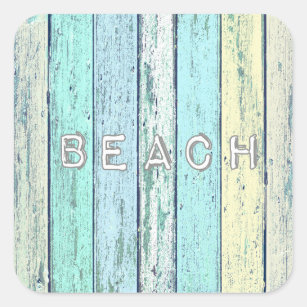 Rustic Beach Driftwood Square Sticker