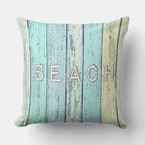 Rustic Beach Driftwood Throw Pillow