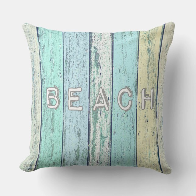 Rustic Beach Driftwood Throw Pillow (Front)