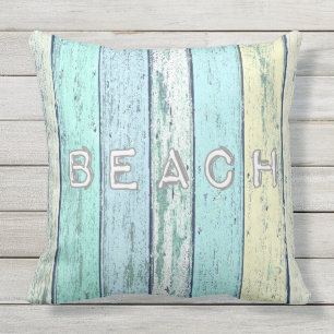 Rustic Beach Driftwood Throw Pillow
