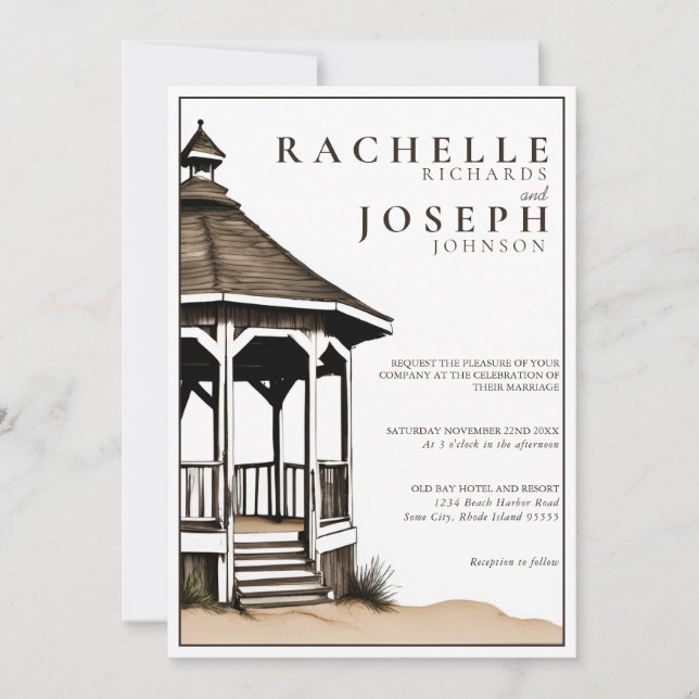 Rustic Beach Gazebo Wedding Invitation (Front)
