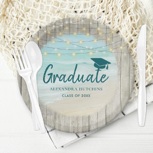 Rustic Beach Graduation Party Paper Plates