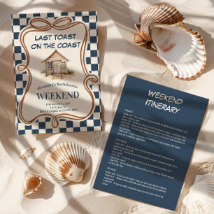 Rustic Beach Hut Coastal Gingham Bachelorette Invitation
