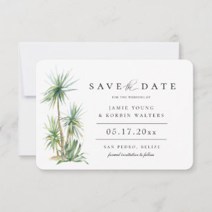 Rustic Beach Island Palm Save The Date Announcement
