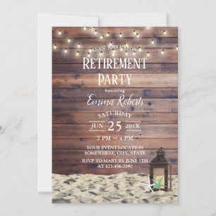 Rustic Beach Lantern & Starfish Retirement Party Invitation