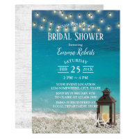 Rustic Beach Lantern String Lights Bridal Shower Invitation