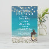 Rustic Beach Lantern String Lights Bridal Shower Invitation (Standing Front)