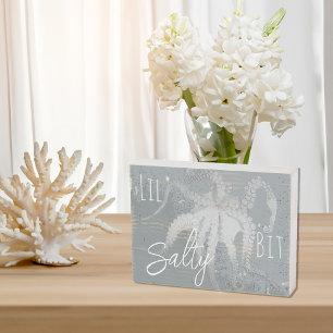 Rustic Beach Lil' Bit Salty Octopus  Wooden Box Sign