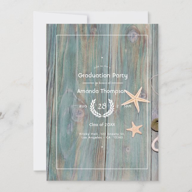 Rustic Beach Nautical Graduation Party Invitation (Front)