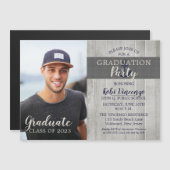 Rustic Beach Nautical Photo Graduation Party Magnetic Invitation (Front/Back)