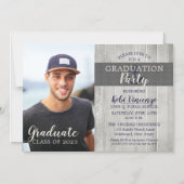 Rustic Beach Nautical Photo Graduation Party Magnetic Invitation (Front)