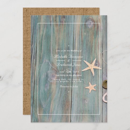 Rustic Beach Nautical QR Code RSVP Wedding Invitation