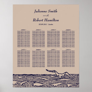 Rustic Beach Ocean Waves Wedding Seating Chart