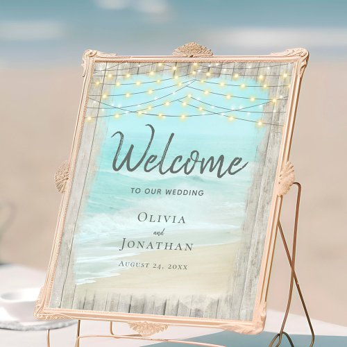 Rustic Beach Ocean Wedding Welcome  Poster