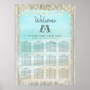 Rustic Beach Penguins Wedding Seating Chart