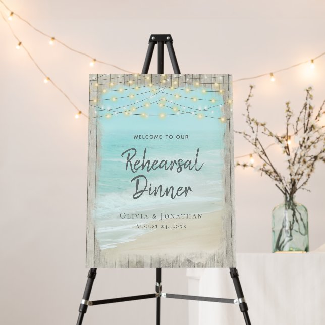 Rustic Beach Rehearsal Dinner Welcome Foam Board (In Situ (Stand))