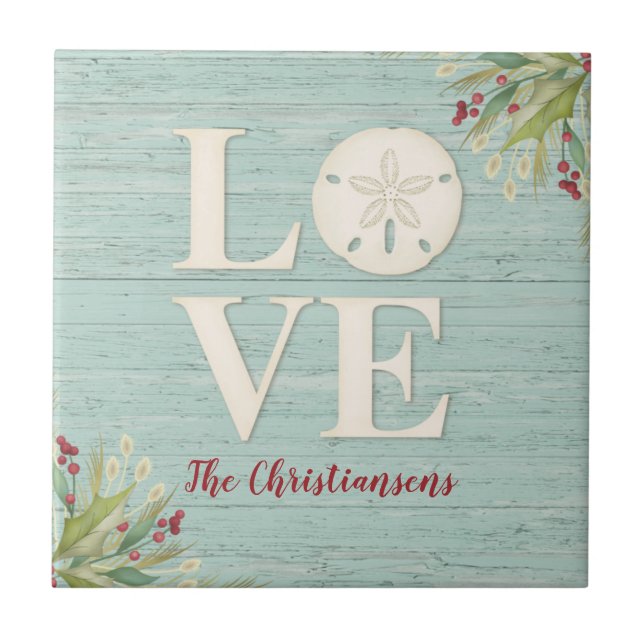 Rustic Beach Sand Dollar Ceramic Tile (Front)