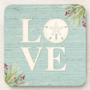 Rustic Beach Sand Dollar Square  Beverage Coaster