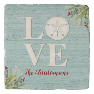 Rustic Beach Sand Dollar Square Trivet