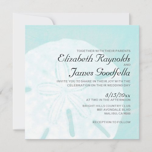 Rustic Beach Sand Dollar Wedding Invitations
