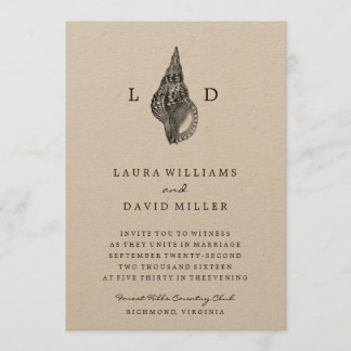Rustic Beach Sea Shell Wedding Invitation