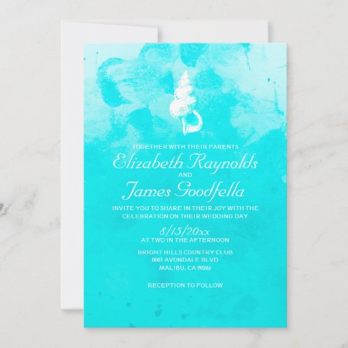 Rustic Beach Seashells Destination Wedding Invite