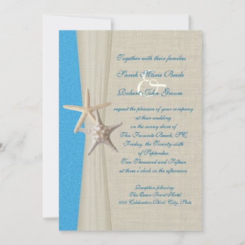 Rustic Beach Starfish Ocean Wave Wedding Invitation