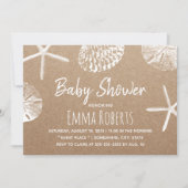 Rustic Beach Starfish & Seashells Baby Shower Invitation (Front)