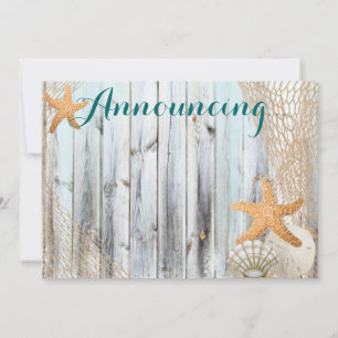 Rustic Beach Starfish Wedding Annoucement Invitation