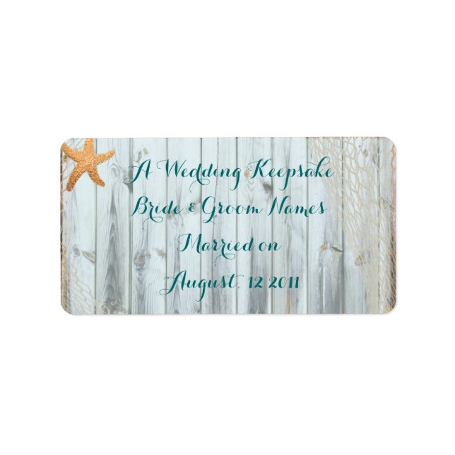 Rustic Beach Starfish Wedding Favor Lip Balm Tube Label (Front)