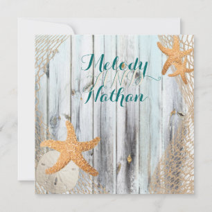 Rustic Beach Starfish Wedding Invitation