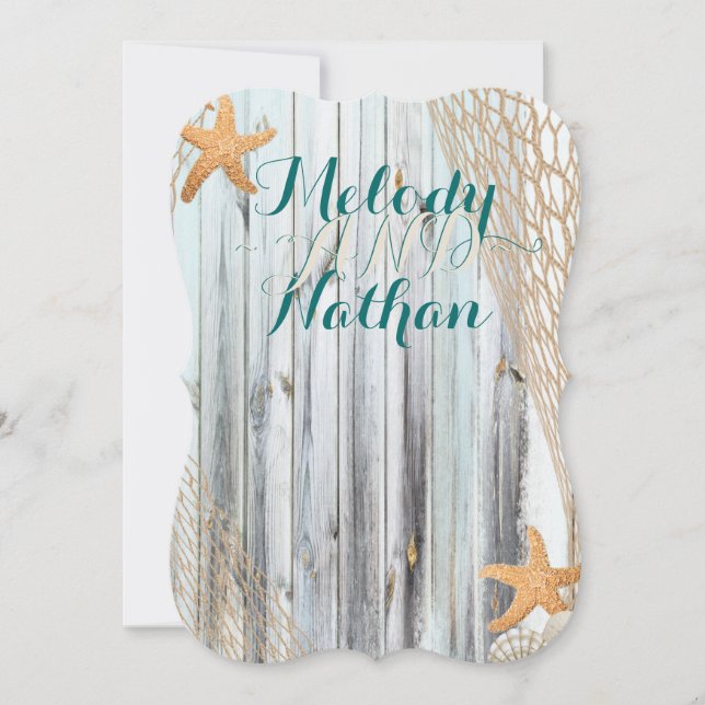 Rustic Beach Starfish Wedding Invitation (Front)