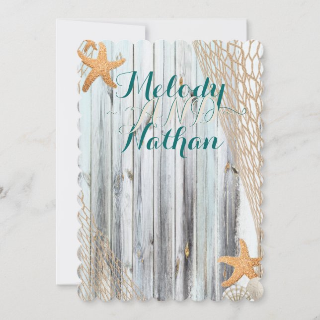 Rustic Beach Starfish Wedding Invitation (Front)