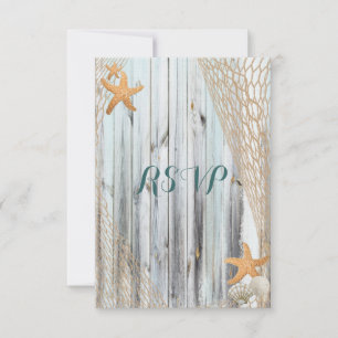 Rustic Beach Starfish Wedding RSVP Card