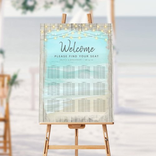 Rustic Beach String Lights Wedding Seating Chart