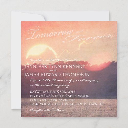 Rustic Beach Sunset Wedding Invitation