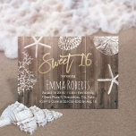 Rustic Beach Sweet 16 Starfish Seashells Birthday Invitation<br><div class="desc">Rustic Beach Sweet 16 Starfish & Seashells Birthday Invitations.</div>