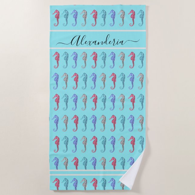 Rustic  Beach Tropical Fish Sage Green Coral Pink  Towel (Front)