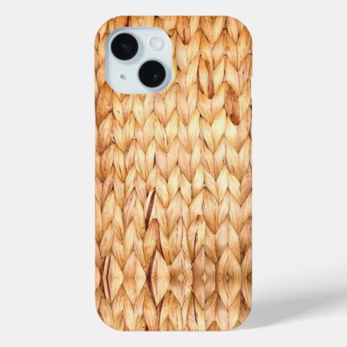 rustic beach tropical island woven wicker iPhone 15 case