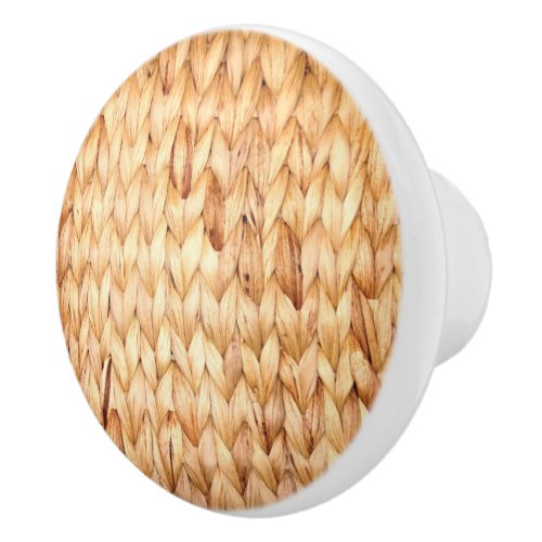 rustic beach tropical island woven wicker ceramic knob