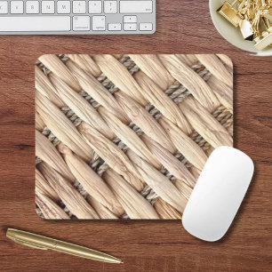 rustic beach tropical island woven wicker mouse pad