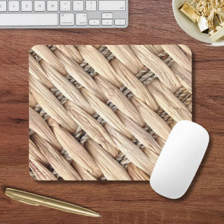 rustic beach tropical island woven wicker mouse pad