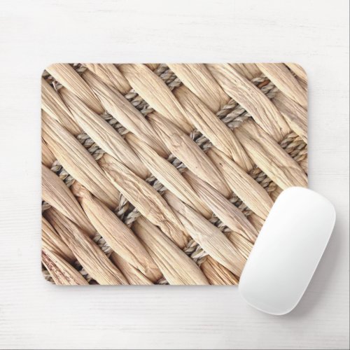 rustic beach tropical island woven wicker mouse pad