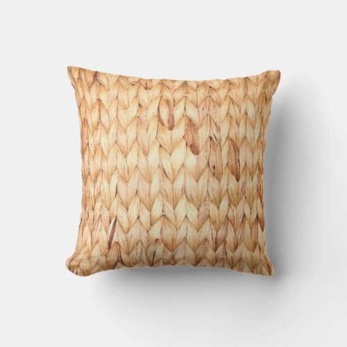 rustic beach tropical island woven wicker outdoor pillow