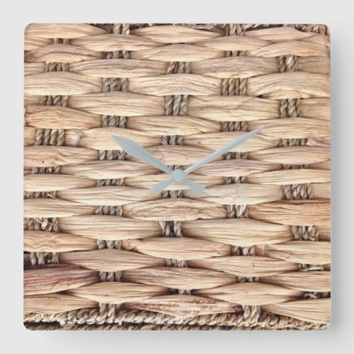 rustic beach tropical island woven wicker square wall clock