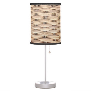 rustic beach tropical island woven wicker table lamp